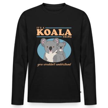 Koala Koala Ours | Koala Koala Bear Cadeau - T-shirt manches longues Premium bio Homme - noir - Devant - Nico (187cm)