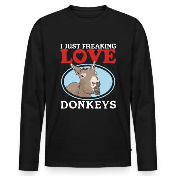 Âne propriétaire âne âne amoureux cadeau d’âne - T-shirt manches longues Premium bio Homme - noir - Devant - Nico (187cm)