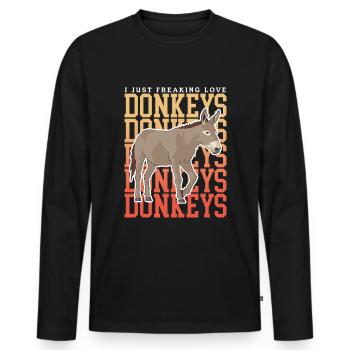Âne propriétaire âne âne âne cadeau amoureux - T-shirt manches longues Premium bio Homme - noir - Devant - Nico (187cm)