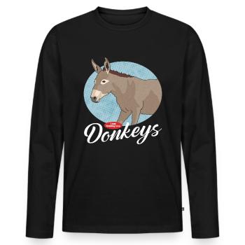 Esel Eselchen Eselbesitzer Eselliebhaber Geschenk - Männer Premium Bio Langarmshirt - Schwarz - Vorne - Nico (187cm)
