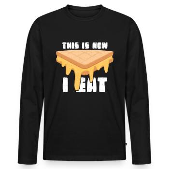 Fromage grillé Fromage grillé | Cadeau Amateur de fromage - T-shirt manches longues Premium bio Homme - noir - Devant - Nico (187cm)