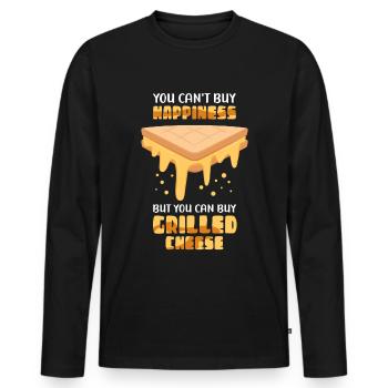 Fromage grillé Fromage grillé Fromage Amateur de fromage Cadeau - T-shirt manches longues Premium bio Homme - noir - Devant - Nico (187cm)