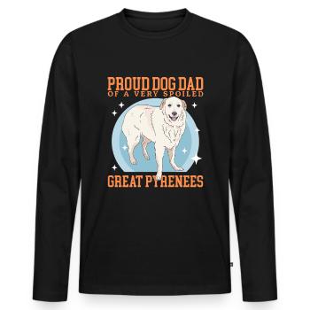 Chien de montagne pyrénéen Papa Chien Chien Propriétaire Cadeau - T-shirt manches longues Premium bio Homme - noir - Devant - Nico (187cm)