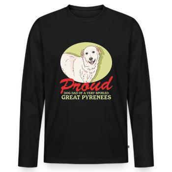 Chien de montagne des Pyrénées Papa Chiens Chien Propriétaire Cadeau - T-shirt manches longues Premium bio Homme - noir - Devant - Nico (187cm)
