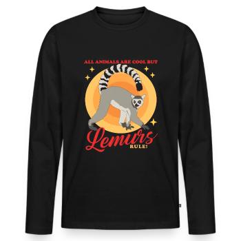 Lémuriens à queue annelée Cadeau de lémuriens à queue annelée - T-shirt manches longues Premium bio Homme - noir - Devant - Nico (187cm)