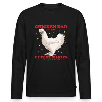 Silk Chicken Dad Silkie Silk Chickens Chicken Gift - Men's Premium Organic Long Sleeve Shirt - black - Front - Nico (187cm)