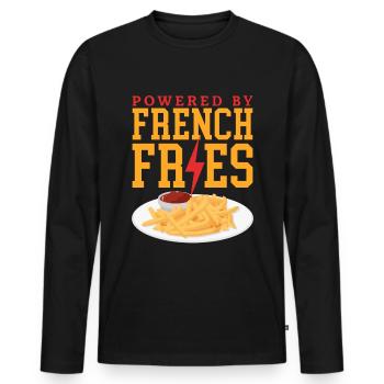 French fries fast food fast food fries gift - Men's Premium Organic Long Sleeve Shirt - black - Front - Nico (187cm)