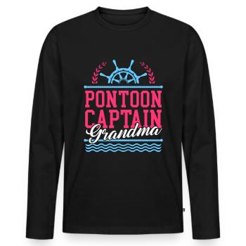 Ponton Capitaine Grand-mère Ponton Ponton Bateau Cadeau - T-shirt manches longues Premium bio Homme - noir - Devant - Nico (187cm)