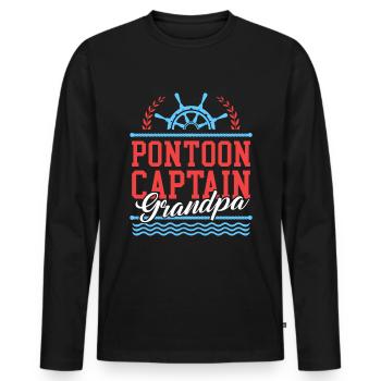 Pontoon Captain Grandpa Pontoon Pontoon Boat Gift - Men's Premium Organic Long Sleeve Shirt - black - Front - Nico (187cm)