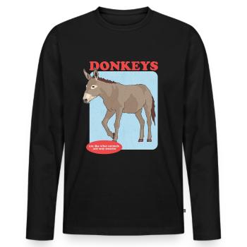 Âne propriétaire âne âne âne cadeau amoureux - T-shirt manches longues Premium bio Homme - noir - Devant - Nico (187cm)