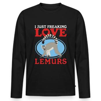 Lemur Ring-tailed lemurs Ringed Tail Lemure Gift - Men's Premium Organic Long Sleeve Shirt - black - Front - Nico (187cm)
