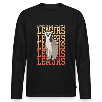 Lemur Ringed Tail Lemur Gift - Men's Premium Organic Long Sleeve Shirt - black - Front - Nico (187cm)