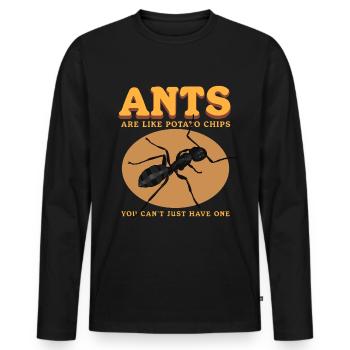 Fourmis Ferme | Cadeau Formicarium de fourmi - T-shirt manches longues Premium bio Homme - noir - Devant - Nico (187cm)