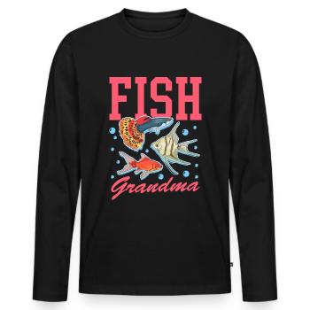 Aquariophile Aquariophile Cadeau Grand-mère - T-shirt manches longues Premium bio Homme - noir - Devant - Nico (187cm)