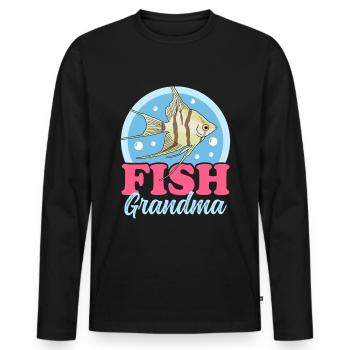 Aquarium Aquaristique Aquariophile Grand-mère Cadeau - T-shirt manches longues Premium bio Homme - noir - Devant - Nico (187cm)