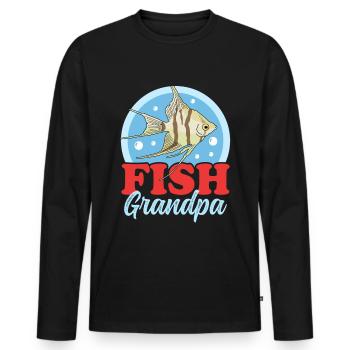 Aquarium Aquaristique Aquariophile Grand-père Cadeau - T-shirt manches longues Premium bio Homme - noir - Devant - Nico (187cm)