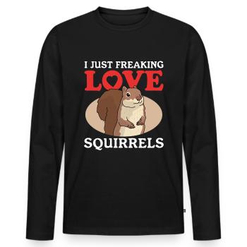 Cute Squirrel Squirrel Gift - Men's Premium Organic Long Sleeve Shirt - black - Front - Nico (187cm)