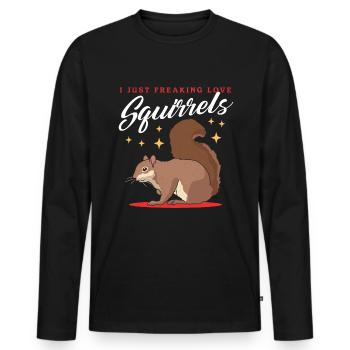 Cute Squirrel Squirrel Grey Squirrel Gift - Men's Premium Organic Long Sleeve Shirt - black - Front - Nico (187cm)