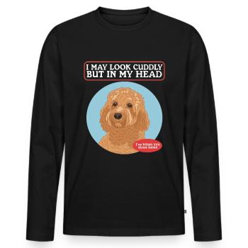 Cavapoo Dog | Cavoodle Dog Owner Gift - Men's Premium Organic Long Sleeve Shirt - black - Front - Nico (187cm)