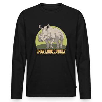 Rhinoceros Rhinoceros Rhinoceros Gift - Men's Premium Organic Long Sleeve Shirt - black - Front - Nico (187cm)