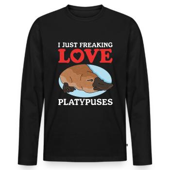 Ornithorynque Platypus Cadeau Ornithorynque - T-shirt manches longues Premium bio Homme - noir - Devant - Nico (187cm)