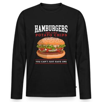 Hamburger Fast Food Burger Fast Food Gift - Men's Premium Organic Long Sleeve Shirt - black - Front - Nico (187cm)