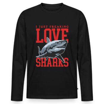 Sharks Sharks Great White Shark Shark Gift - Men's Premium Organic Long Sleeve Shirt - black - Front - Nico (187cm)