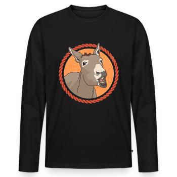 Propriétaire d’âne âne, Amoureux de l’âne, Cadeau d’âne - T-shirt manches longues Premium bio Homme - noir - Devant - Nico (187cm)