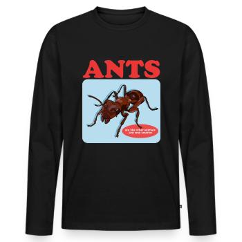Fourmis Ferme | Cadeau Formicarium de fourmi - T-shirt manches longues Premium bio Homme - noir - Devant - Nico (187cm)