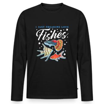 Aquaristics Aquarium Aquarist Ornamental Fish Gift - Men's Premium Organic Long Sleeve Shirt - black - Front - Nico (187cm)