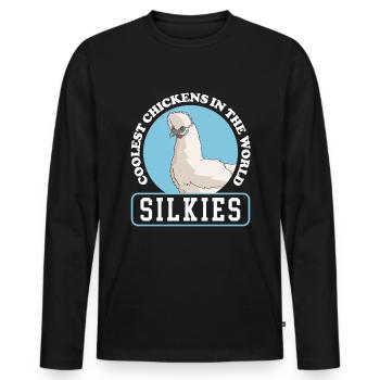 Silk Chicken Silkie Chickens Silk Chickens Gift - Men's Premium Organic Long Sleeve Shirt - black - Front - Nico (187cm)