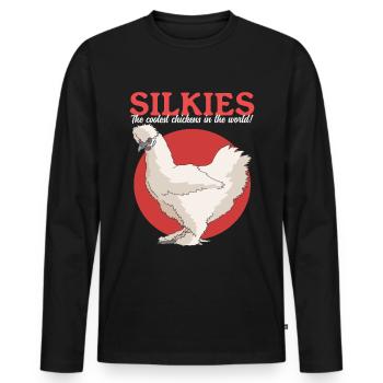 Silk Chicken Silkie Chicken Silk Chickens Gift - Men's Premium Organic Long Sleeve Shirt - black - Front - Nico (187cm)