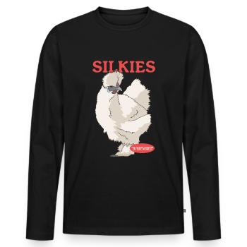 Silk Chicken Silk Chickens Silkie Chickens Gift - Men's Premium Organic Long Sleeve Shirt - black - Front - Nico (187cm)