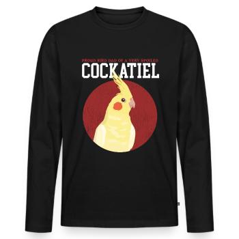 Parakeet Dad | Bird Bird Owner Gift - Men's Premium Organic Long Sleeve Shirt - black - Front - Nico (187cm)