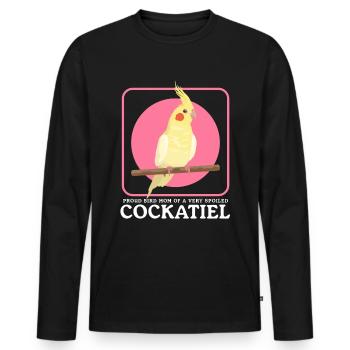 Cockatiel Maman Propriétaire Oiseau Cadeau Oiseau - T-shirt manches longues Premium bio Homme - noir - Devant - Nico (187cm)