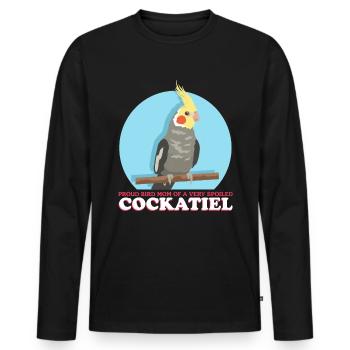 Cockatiel Maman Oiseau Oiseau Propriétaire Cadeau - T-shirt manches longues Premium bio Homme - noir - Devant - Nico (187cm)
