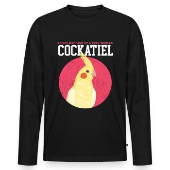 Maman perruche | Cadeau du propriétaire d’oiseau - T-shirt manches longues Premium bio Homme - noir - Devant - Nico (187cm)