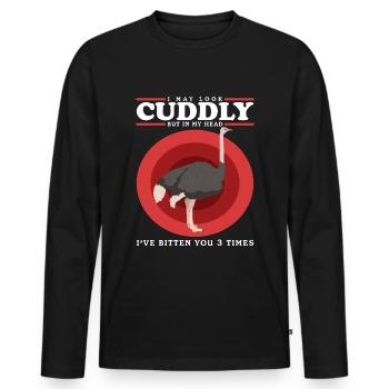Oiseau d’autruche Autruche Amant Autruche Cadeau - T-shirt manches longues Premium bio Homme - noir - Devant - Nico (187cm)