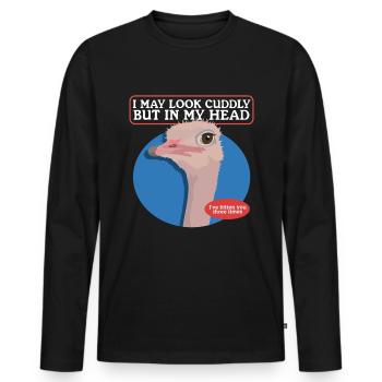 Oiseau autruche | Cadeau d’autruche amoureux des autruches - T-shirt manches longues Premium bio Homme - noir - Devant - Nico (187cm)