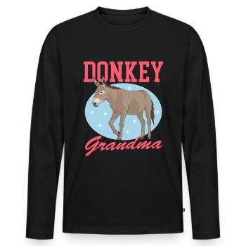 Esel Oma Eselbesitzerin Eselliebhaber Geschenk - Männer Premium Bio Langarmshirt - Schwarz - Vorne - Nico (187cm)