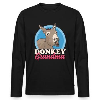 Donkey Grandma | Donkey owner donkey lover gift - Men's Premium Organic Long Sleeve Shirt - black - Front - Nico (187cm)