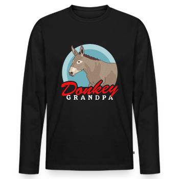 Esel Opa Eselliebhaber Eselbesitzer Geschenk - Männer Premium Bio Langarmshirt - Schwarz - Vorne - Nico (187cm)