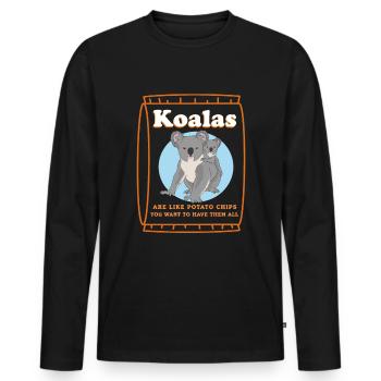 Koala Koala Bear Koalas Koala Bears Cadeau - T-shirt manches longues Premium bio Homme - noir - Devant - Nico (187cm)