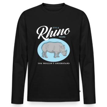 Nashorn Rhinozeros Nashörner Geschenk - Männer Premium Bio Langarmshirt - Schwarz - Vorne - Nico (187cm)