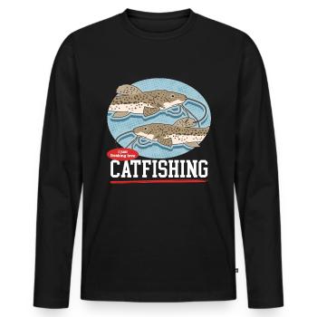 Cadeau de pêche à la pêche au poisson-chat - T-shirt manches longues Premium bio Homme - noir - Devant - Nico (187cm)