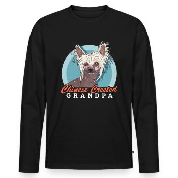 Chinese Crested Grandpa Chinese Crested Dog - Men's Premium Organic Long Sleeve Shirt - black - Front - Nico (187cm)