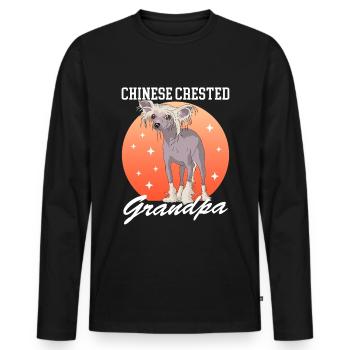 Chinese Crested Grandpa | Chinese Crested Dog - Men's Premium Organic Long Sleeve Shirt - black - Front - Nico (187cm)
