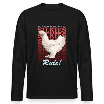 Silk Chicken Silkie Chickens Silk Chickens Gift - Men's Premium Organic Long Sleeve Shirt - black - Front - Nico (187cm)