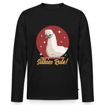 Silk Chickens Silk Chicken Silkie Chickens Gift - Men's Premium Organic Long Sleeve Shirt - black - Front - Nico (187cm)