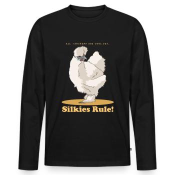 Silk Chicken Silk Chickens Silkie Chickens Gift - Men's Premium Organic Long Sleeve Shirt - black - Front - Nico (187cm)